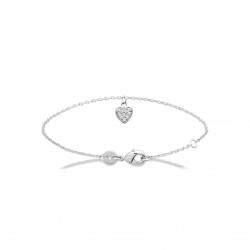 Chaîne de cheville argent 925 breloque coeur pavé zirconium obrillant-bijoux