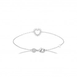 Bracelet coeur argent pierres en zirconium pas cher obrillant-bijoux