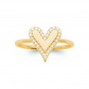 Bague coeur Plaqué Or pavé pierres zirconium blanc