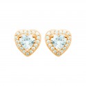 Boucles d'oreilles puces coeur Plaqué Or et zirconium blanc - Obrillant Bijoux