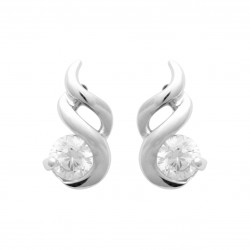 Boucles d'oreilles puces en argent 925/000 rhodié pierre en zirconium blanc obrillant-bijoux