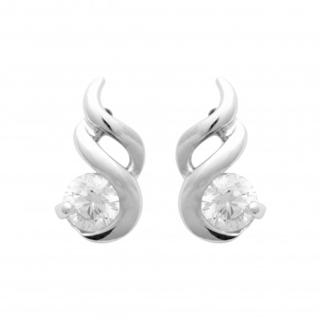 Boucles d'oreilles puces en argent 925/000 rhodié pierre en zirconium blanc obrillant-bijoux
