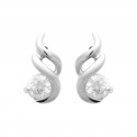 Boucles d'oreilles puces en argent 925/1000 rhodié ciselée pierre en zirconium blanc