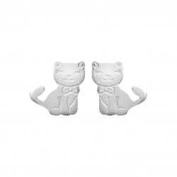 Boucles d'oreilles pour enfants puces en argent 925/000 rhodié petit chat obrillant-bijoux