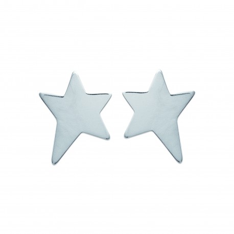 Boucles d'oreilles puces en argent 925/000 rhodié étoile ciselée obrillant-bijoux
