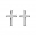 Boucles d'oreilles puces en argent massif 925/000 rhodié petite croix