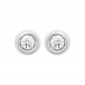 Boucles d'oreilles puces en argent massif 925/1000 pierre ronde 2 mm en cristal blanc sertie clos