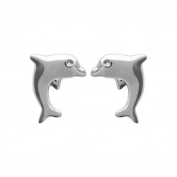 Boucles d'oreilles pour enfants puces en argent 925/000 rhodié petit dauphin obrillant-bijoux