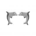 Boucles d'oreilles enfants puces en argent massif 925/1000 rhodié dauphin