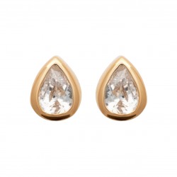 Boucles d'oreilles puces en plaqué or gouttes pierre sertie en zirconium blanc pas chère obrillant-bijoux